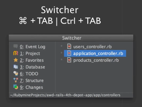Navigation in RubyMine