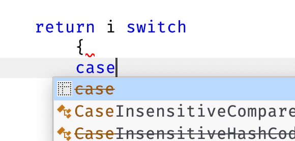 Typing Assist in Switch Expressions